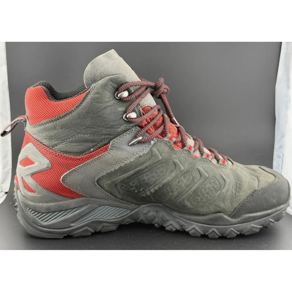 Merrell Granite-Waterproof Hiking Boots, Grey Red, Vibram, J32753, Mens 11.5